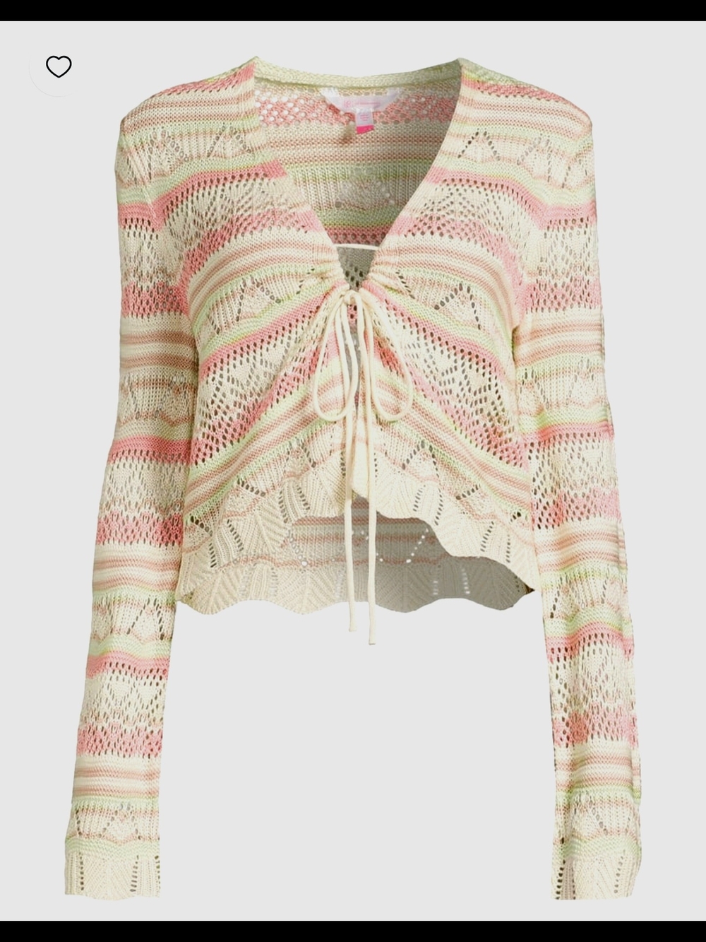 No Boundaries Pointelle Tie‑Front Cardigan – XXL (19) – NWT